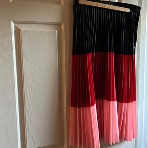 Akris Punto Colorblock Plissé Pleated Midi Skirt sz 8 New NWOT